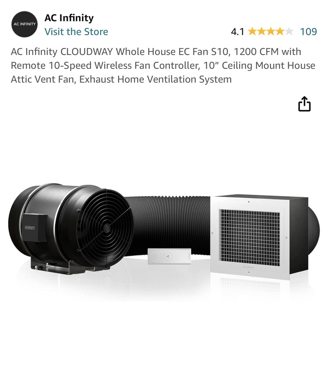 ILIVING 12" Wall Mount Shutter Exhaust Fan - 960 CFM With Thermostat & Variable Speed Control