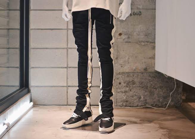 FEAR OF GOD DOUBLE STRIPE TRACK PANTS BLACK/WHITE size L