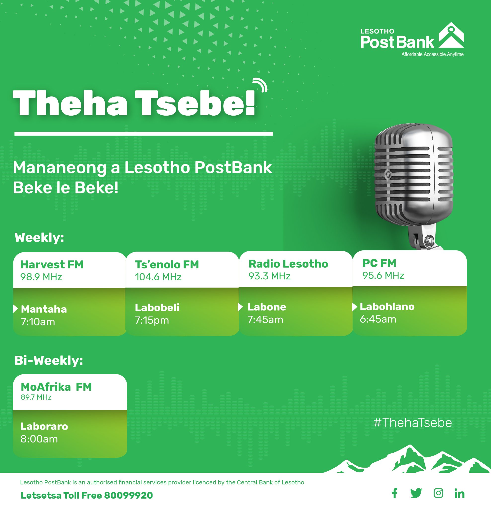 Theha Tsebe! Mamela mananeo a rona beke... - Lesotho PostBank