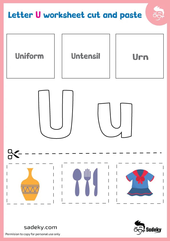 Sadeky - صديقي - Free printable letter u Worksheets...