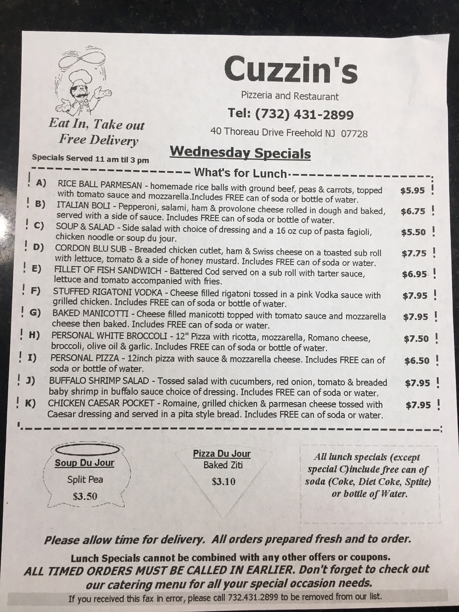Cuzzins Pizza | Freehold NJ