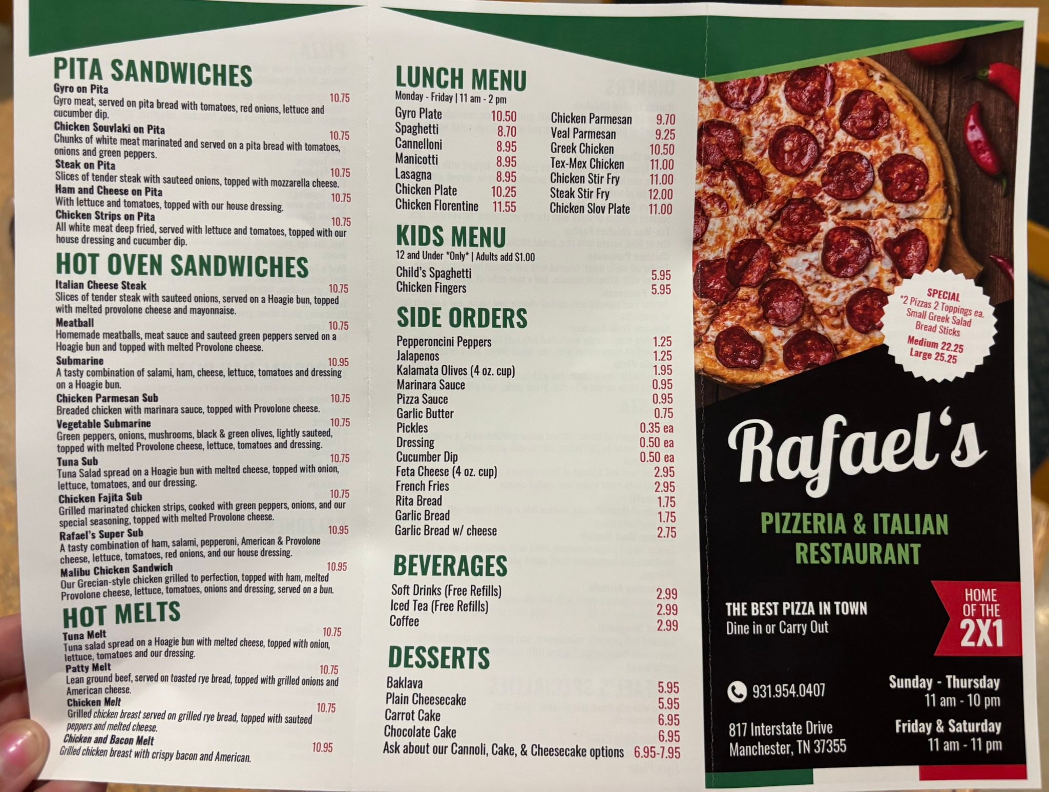 Manchester Rafael's Pizzeria & Italian Restaurant Now Open in