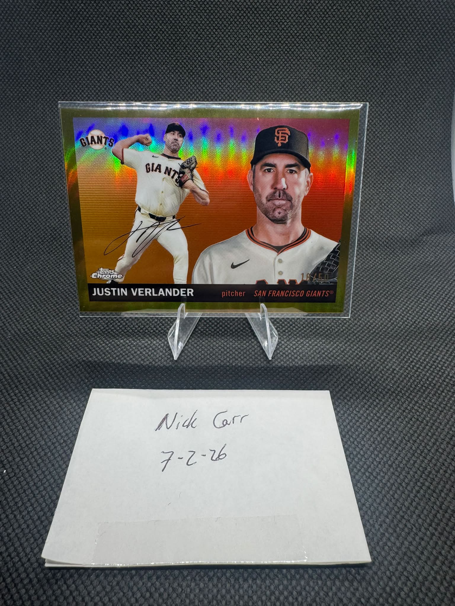 Justin Verlander Topps Chrome Platinum True Gold Refractor 