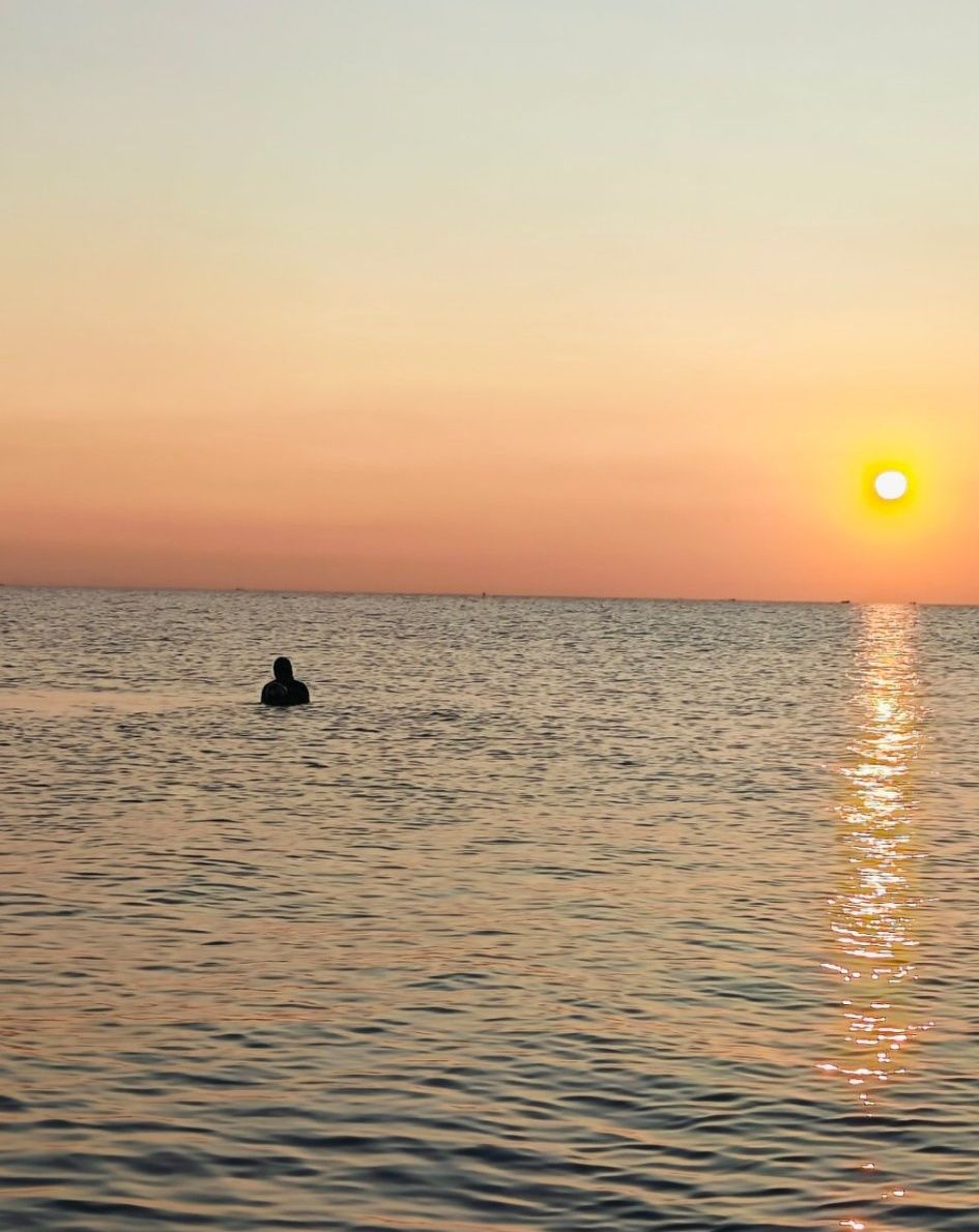 Tranquil water at golden hour