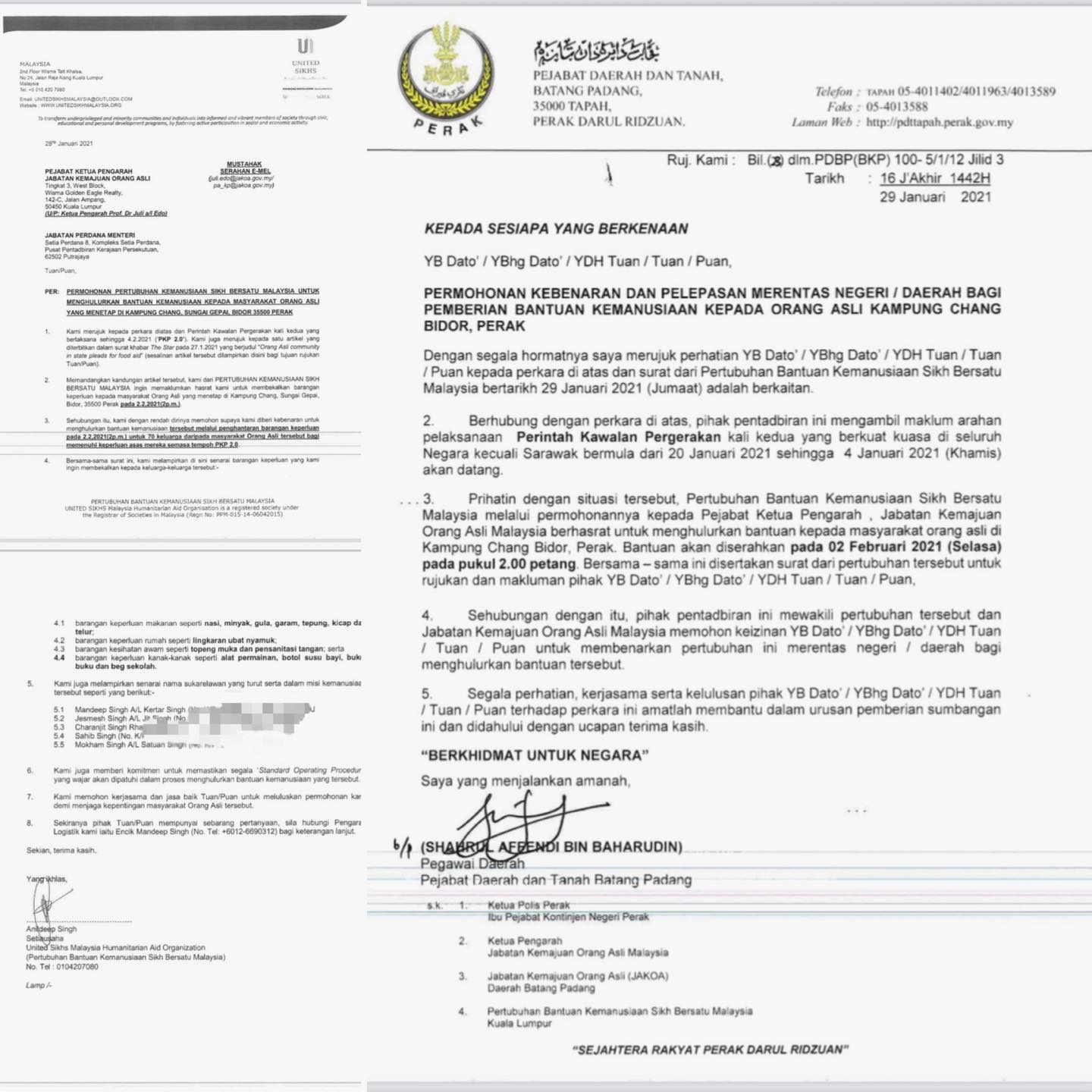 United Sikhs Malaysia Kuala Lumpur United Sikhs Responded To Thestar News Agency Sos To Help The Orang Asli In Kampung Chang Perak Area After Writing In To The Main Body