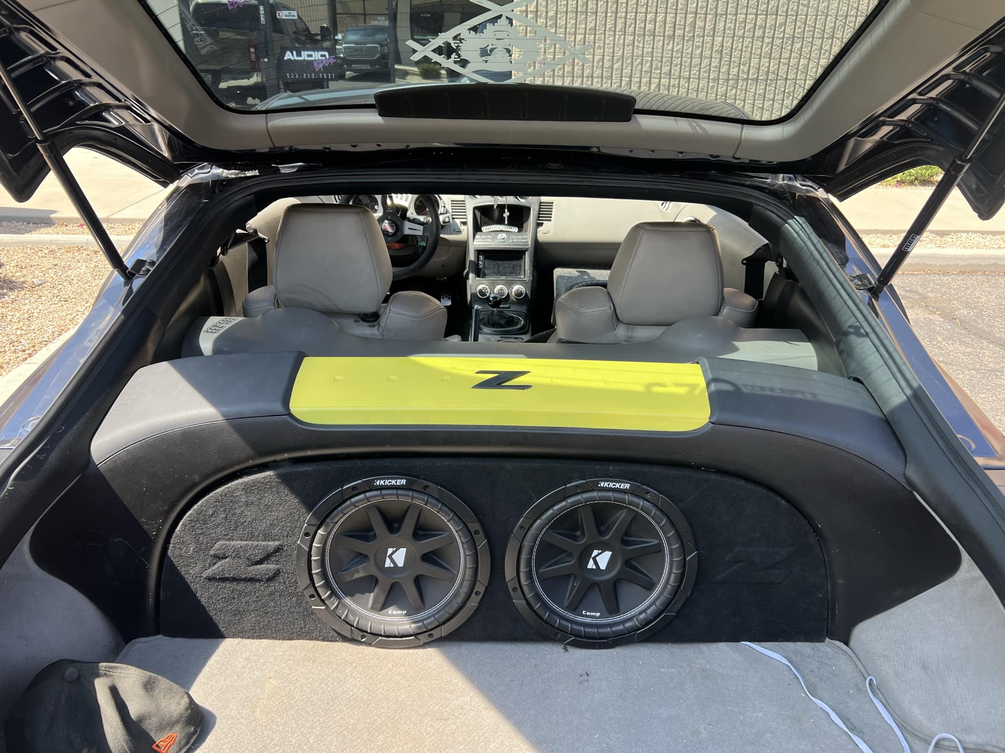 Custom 350Z trunk setups with sub box