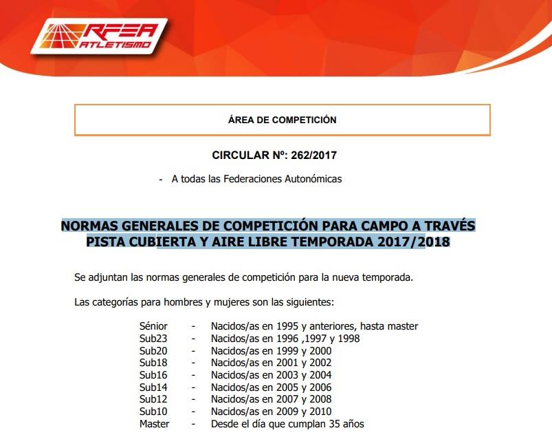 La RFEA ha publicado la... - Euskadiko Atletismo Epaileak | Facebook