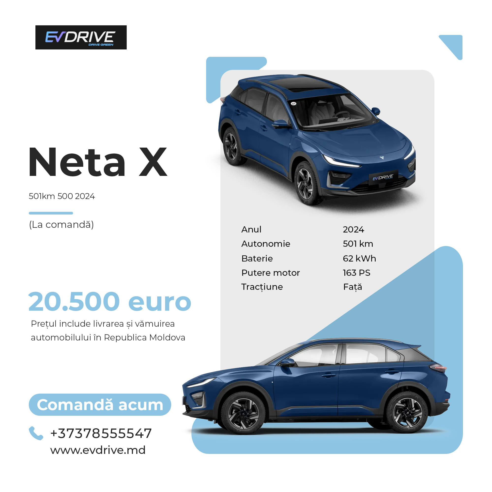 evdrive.md - Neta X (501km 500 2024) La comandă ! ⚡️Tip... | Facebook