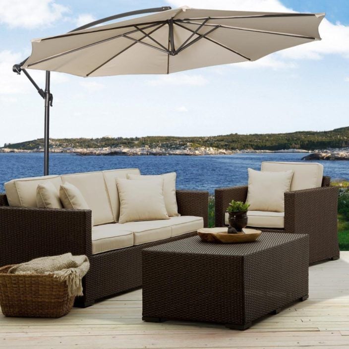 dark brown hanging patio umbrella Rotihom 11FT Solar Powered LED Light Cantilever with Base Included, Large Cantilever Umbrella with 360Rotation, Heavy-Duty Offset Outdoor Umbrella for Patio,Pool,Backyard (Champagne) : Patio, Lawn & Garden Add shade to your outdoor space with the 10FT Patio Offset Umbrella 9' Sunbrella AA Patio Umbrella,