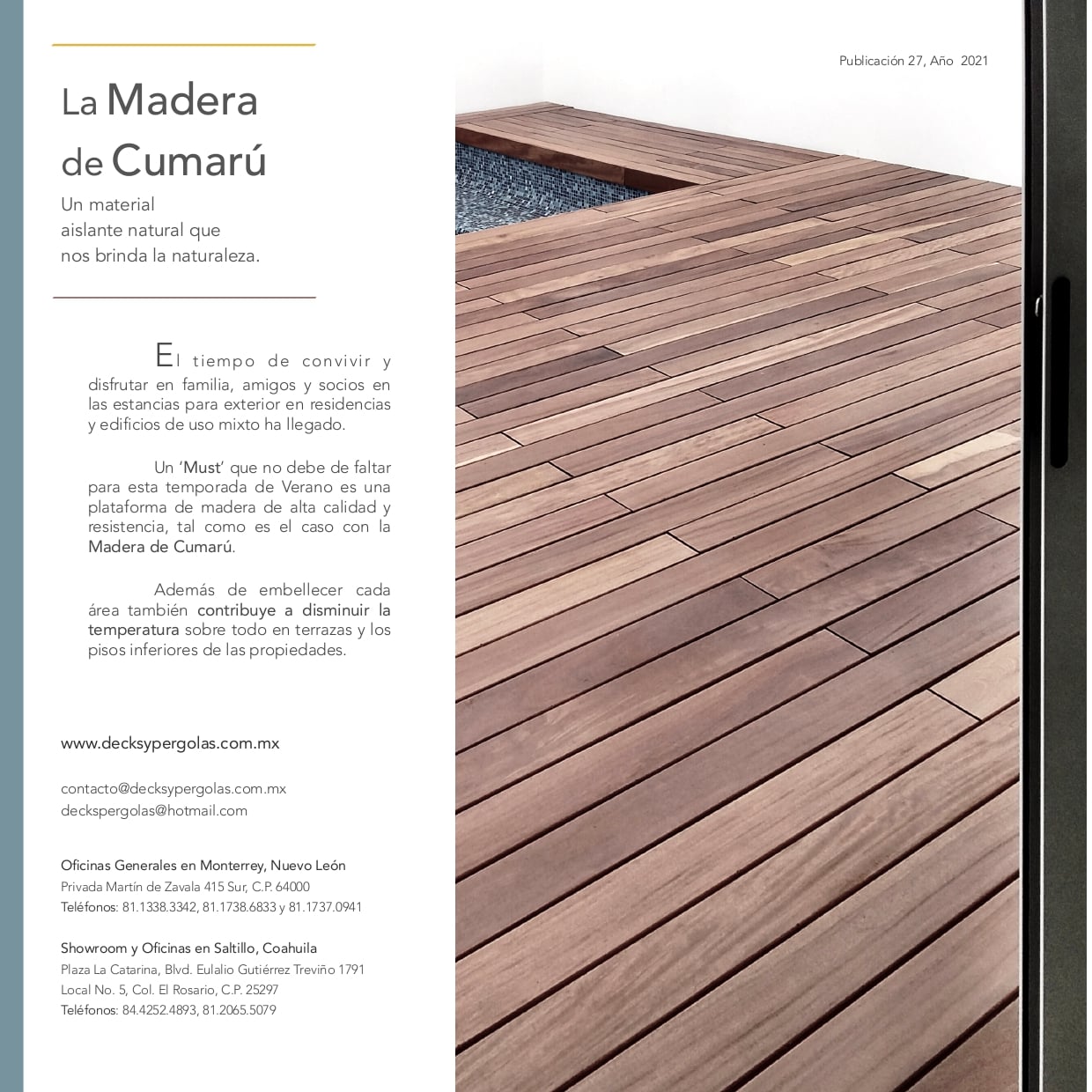 La Madera de... - Decks y Pérgolas Monterrey en Saltillo