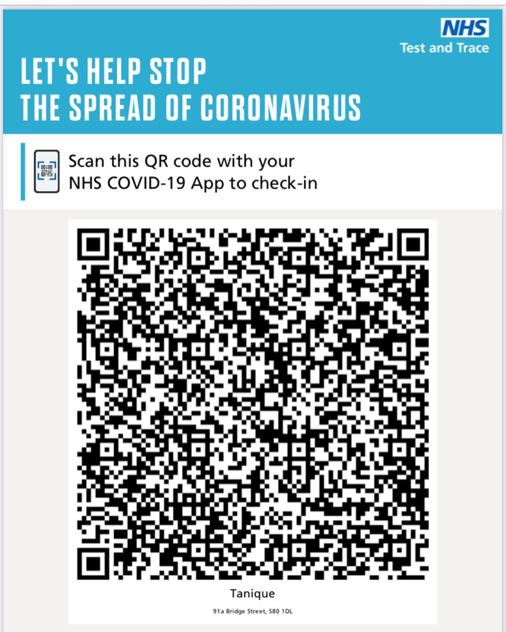 Tanique Worksop - ☀️ Please scan our QR code on the NHS... | Facebook