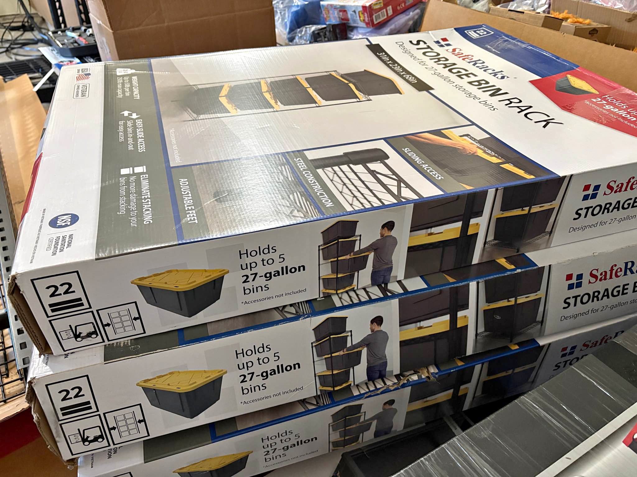 $60 each - (3) SafeRack 27-Gallon 5-Tier Storage Bin Rack Shelf Garage ...