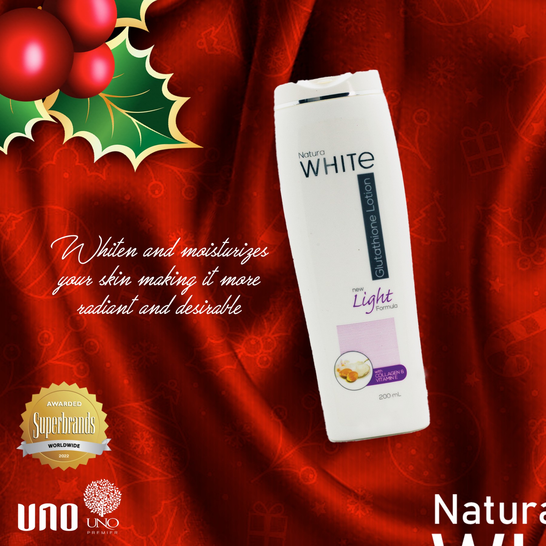 uno glutathione lotion These Natura White products can help your skin achieve a healthy youthful glow; Natura lotion, Kojic soap, soap, and Natura White deodorant. Buy these products now at any of our GI comfort