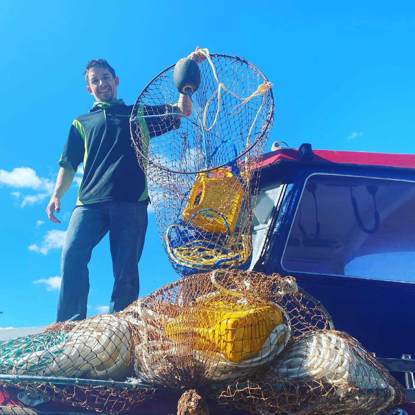 Greenfish - Andrew getting his ring nets ready to go and catch west ...
