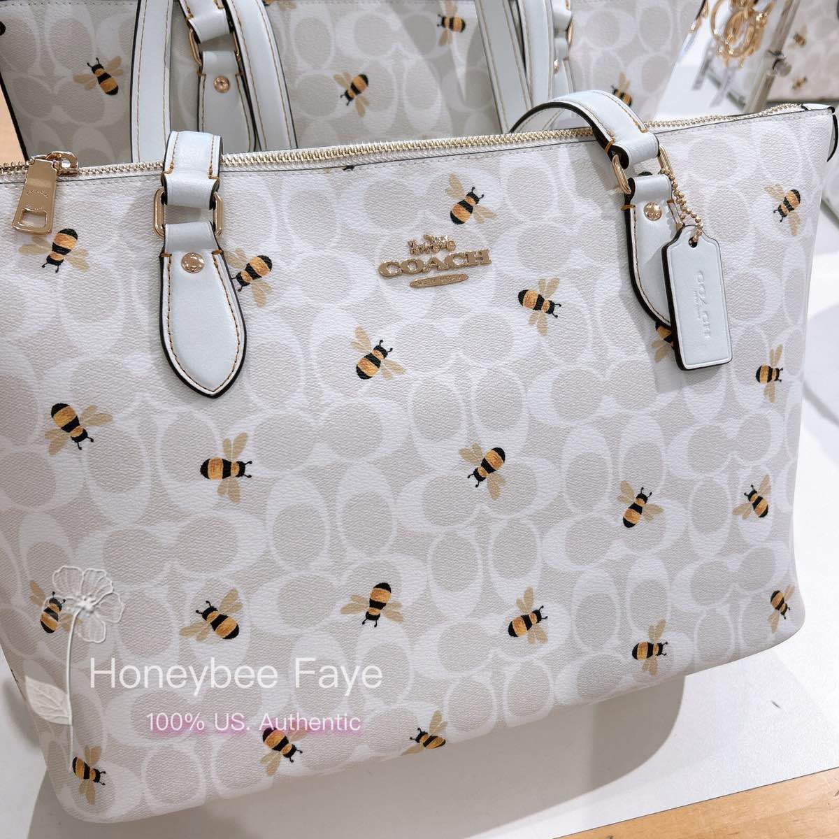coach bee print backpack City Tote In Signature Canvas With Signature coated canvas refined pebble leather and smooth calf leather Inside zip cell phone and multifunction pockets Inside tech sleeve Drawstring and snap closures fabric lining Top handle with 3 1/4 drop Outside zip and flap pockets Adjustable shoulder straps Luggage sleeve 11 1/4 (L) x 17 3/4 (H) x 6 1/2 (W) Coach x Peanuts 2025 PEANUTS WORLDWIDE Celebrating years of memories laughs and lots of Snoopy dances Coach commemorates the 75th anniversary of “Peanuts” with a special collection starring Charlie Brown and friends Coach Court Backpack In Signature