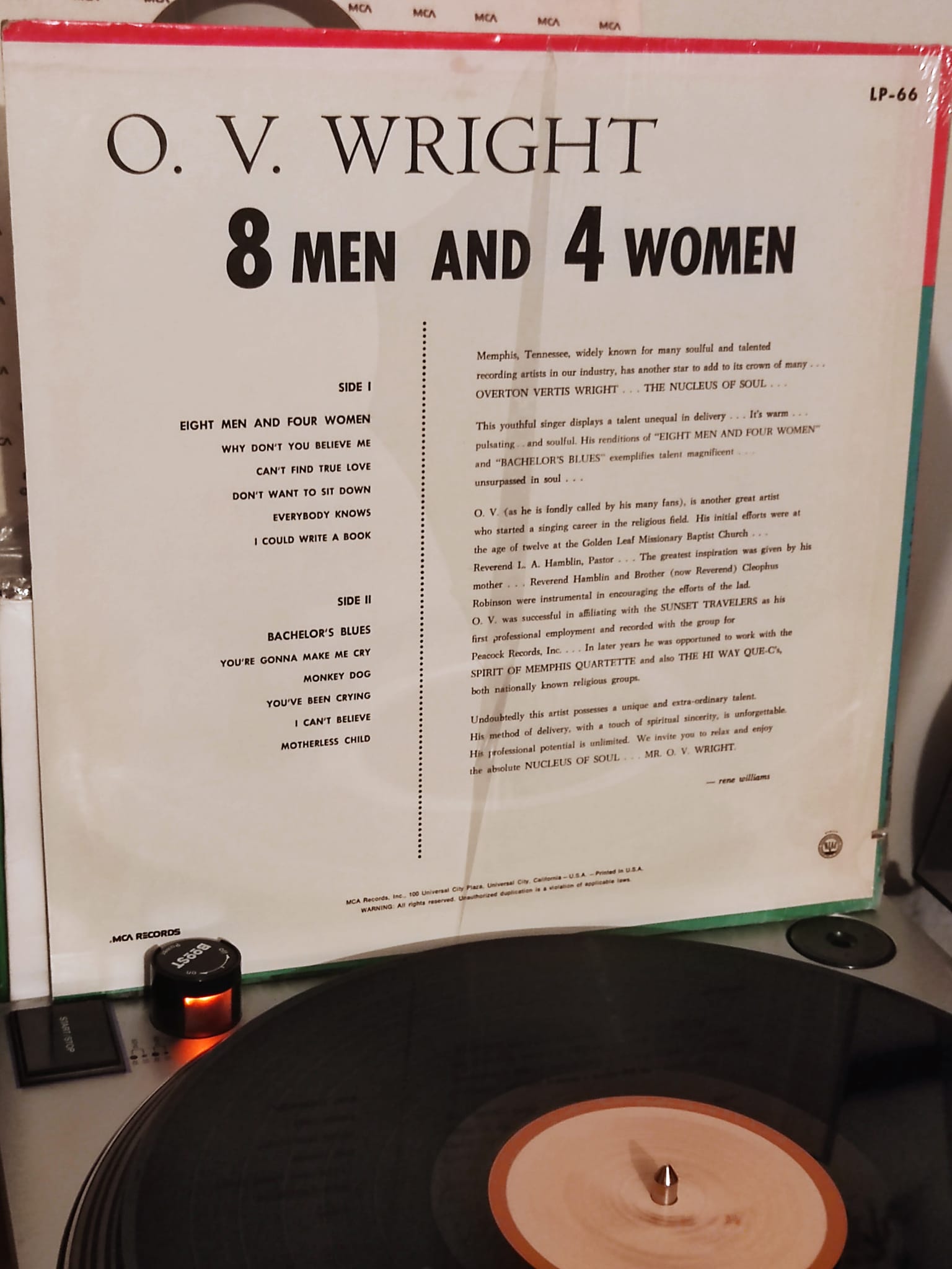 O.V. Wright's 1967 album '8 Men and 4 Women'