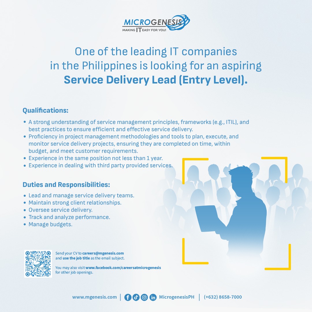Careers at Microgenesis | Mandaluyong