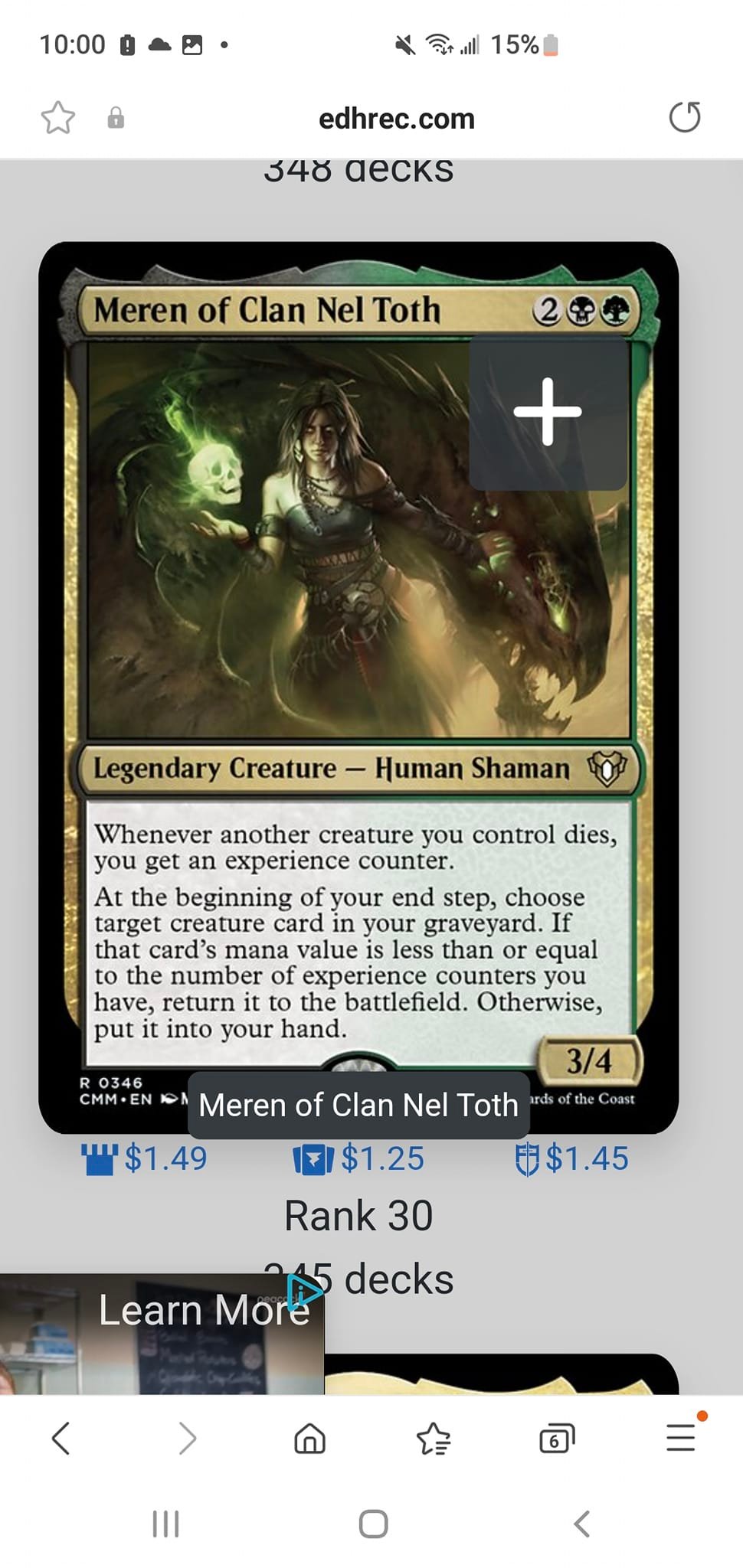 mtg all experience counter cards Meren of Clan Nel Toth All cards will be carefully packed for safe transit all experience counter cards mtg