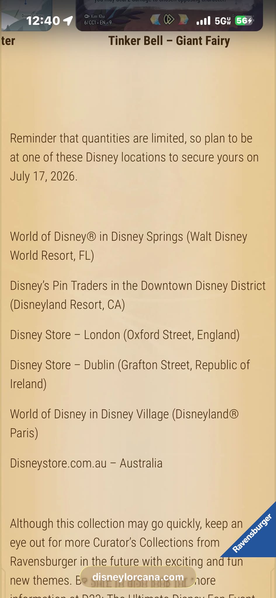 Disney Lorcana Curator's Collection release on July 17th