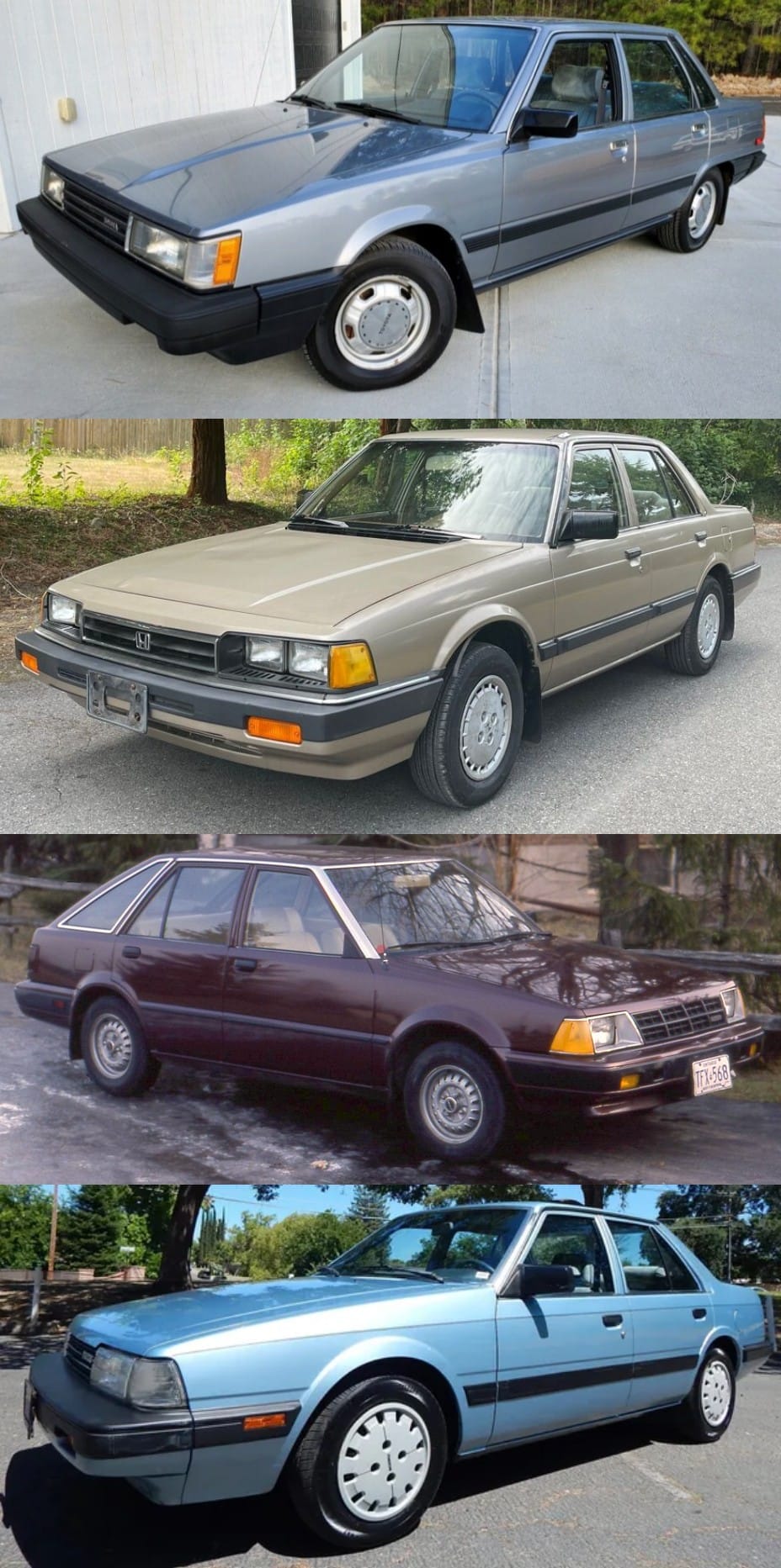 Reasonably priced Japanese family cars: 1985 Camry, Accord, Stanza