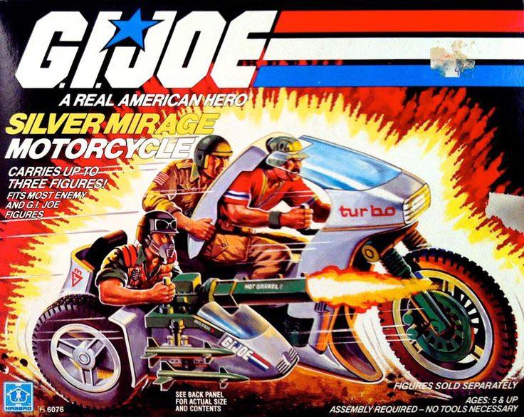 1985 G.I. Joe Silver Mirage Motorcycle Box Art - Hasbro