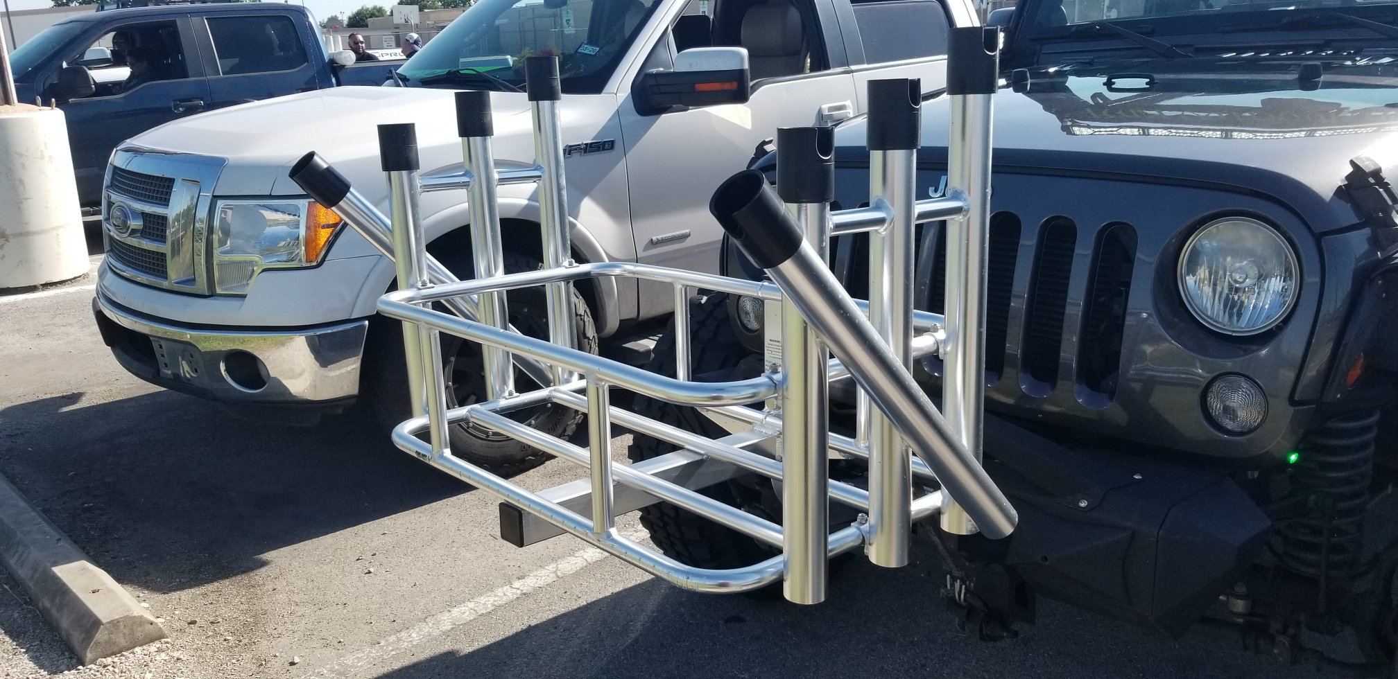 surf fishing rod holder hitch Rack 8 Mate Jr. Rod Mount Fish N Mate by Anglers Mate Bucket Holder for Surfmate Designed to easily mount on either side or both sides of the rod rack Surf-Mate 044 Jr 8-Rod Cooler