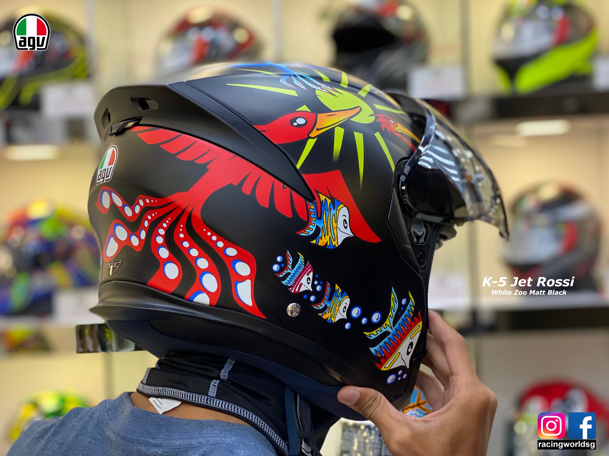 agv k5 jet rossi K-5 Top Soleluna 2001 Helmet (Asian fit) FREE PARANI M10  Singapore Racing World AGV K5 JET ROSSI WINTER