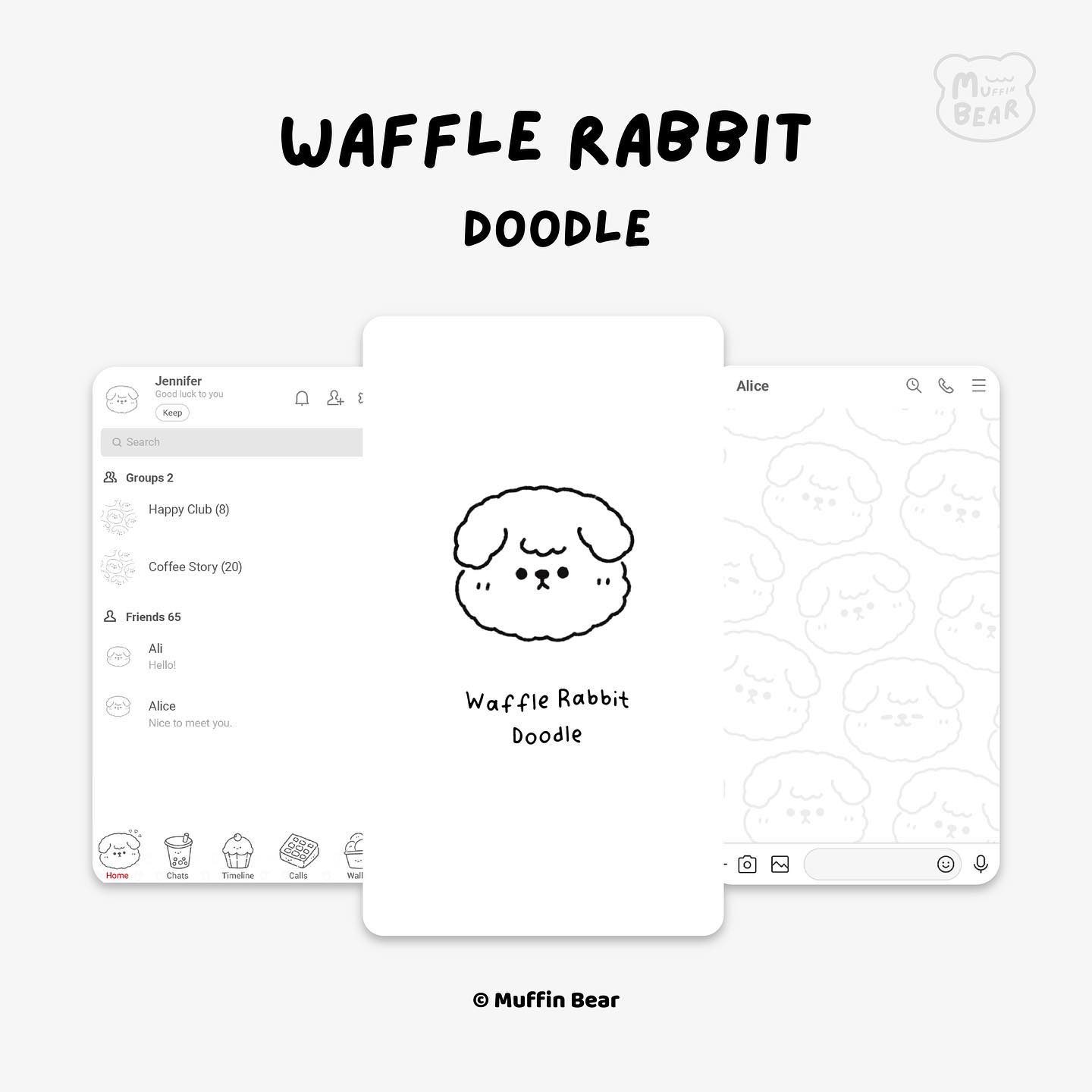 Muffin Bear - 🐰꒰ waffle rabbit doodle ꒱🧇...
