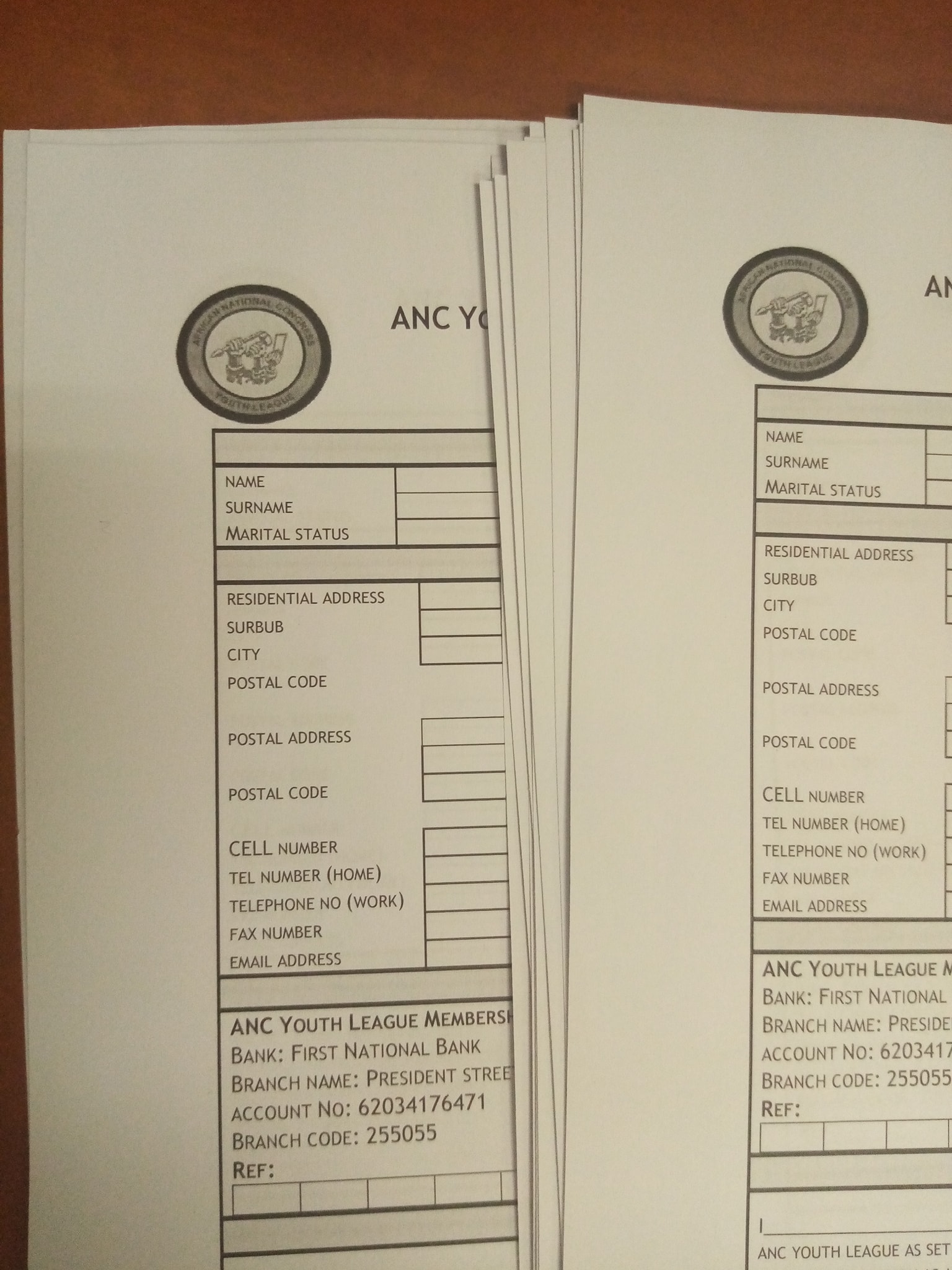 Toko Masemola - ANC Youth League Membership forms I am...