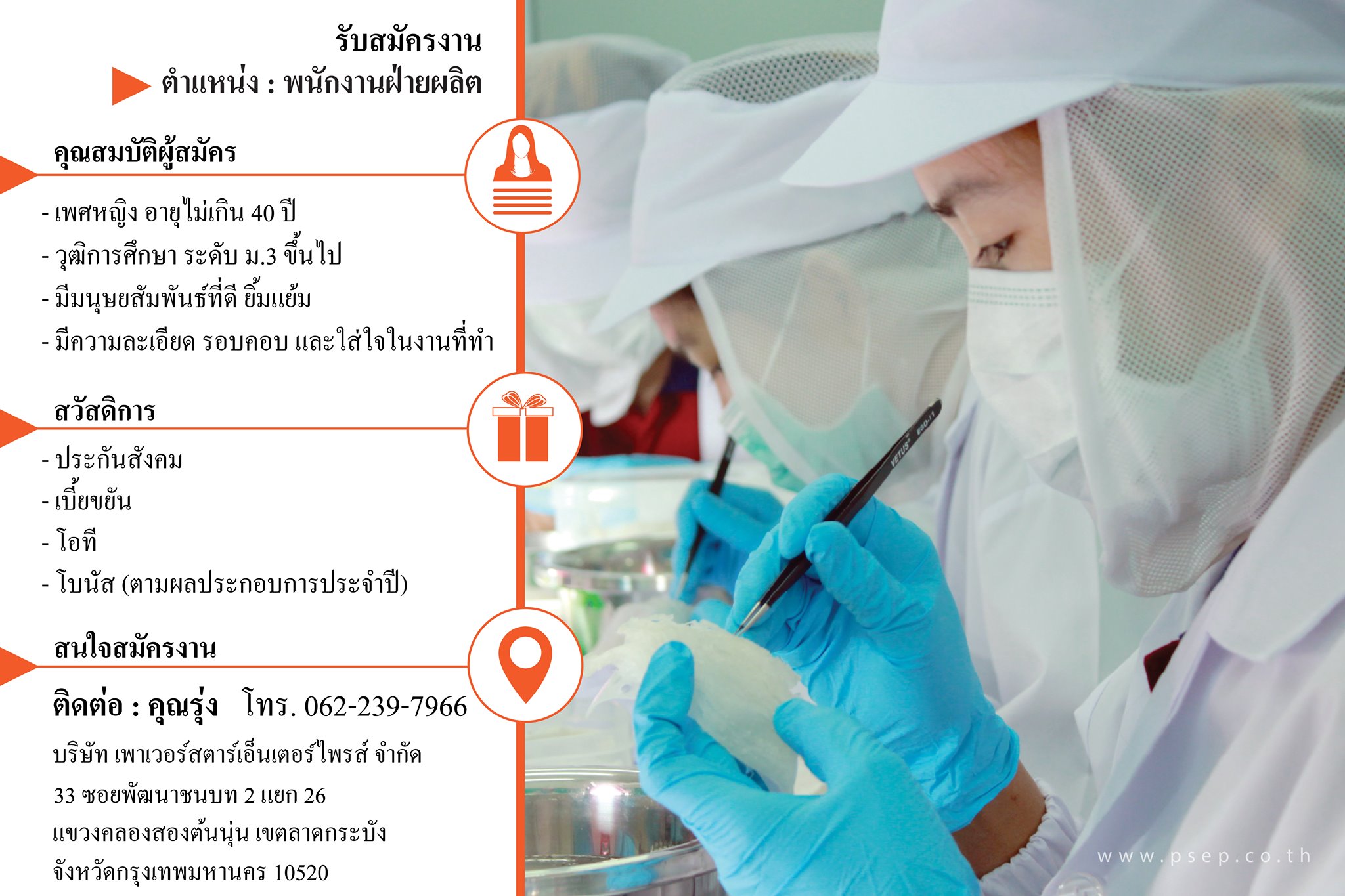 รังนกไทย PSEP - รับสมัครงานค่ะ 👉 ตำแหน่ง : พนักงานฝ่ายผลิต... | Facebook