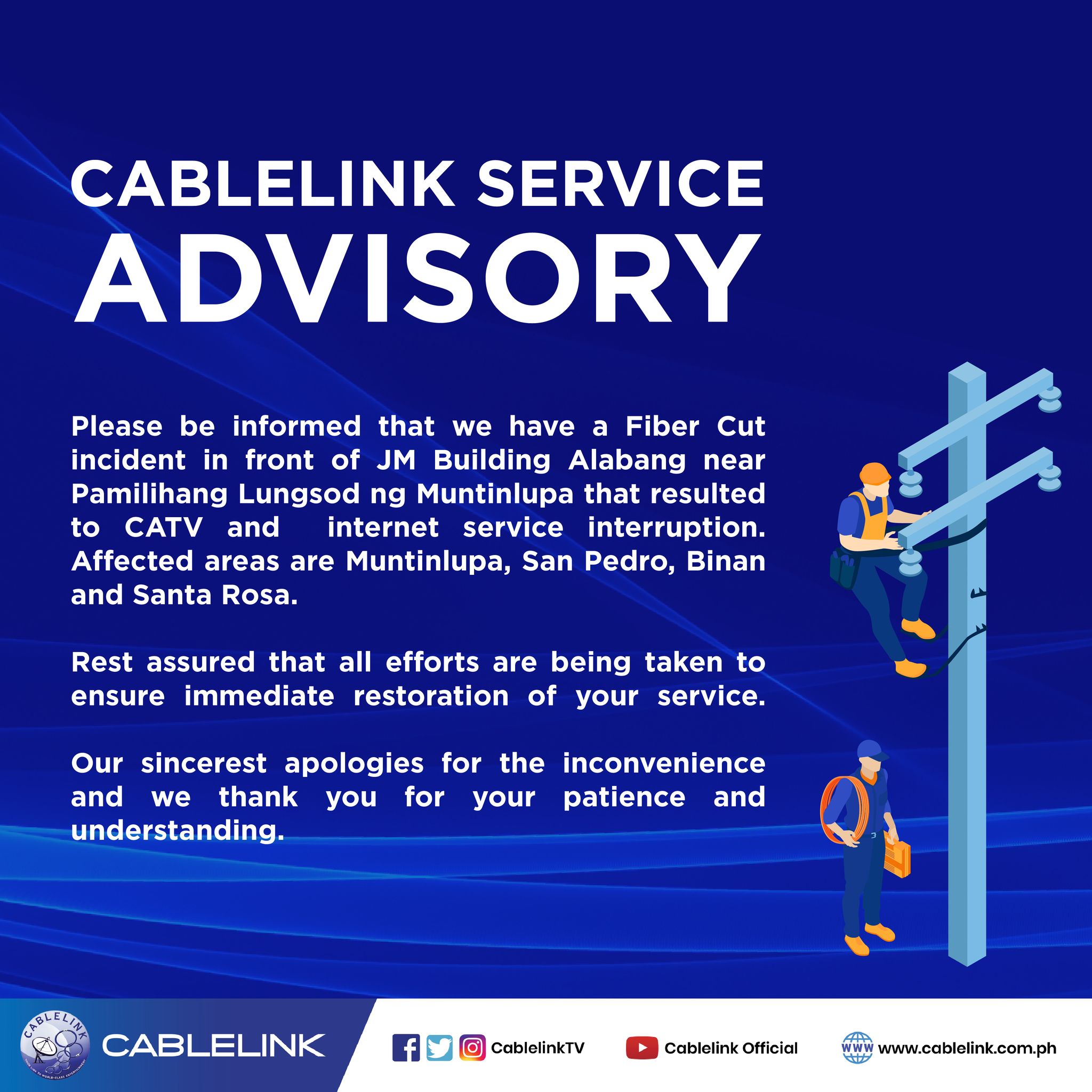 CablelinkTV - Cablelink Service Advisory: Please be... | Facebook