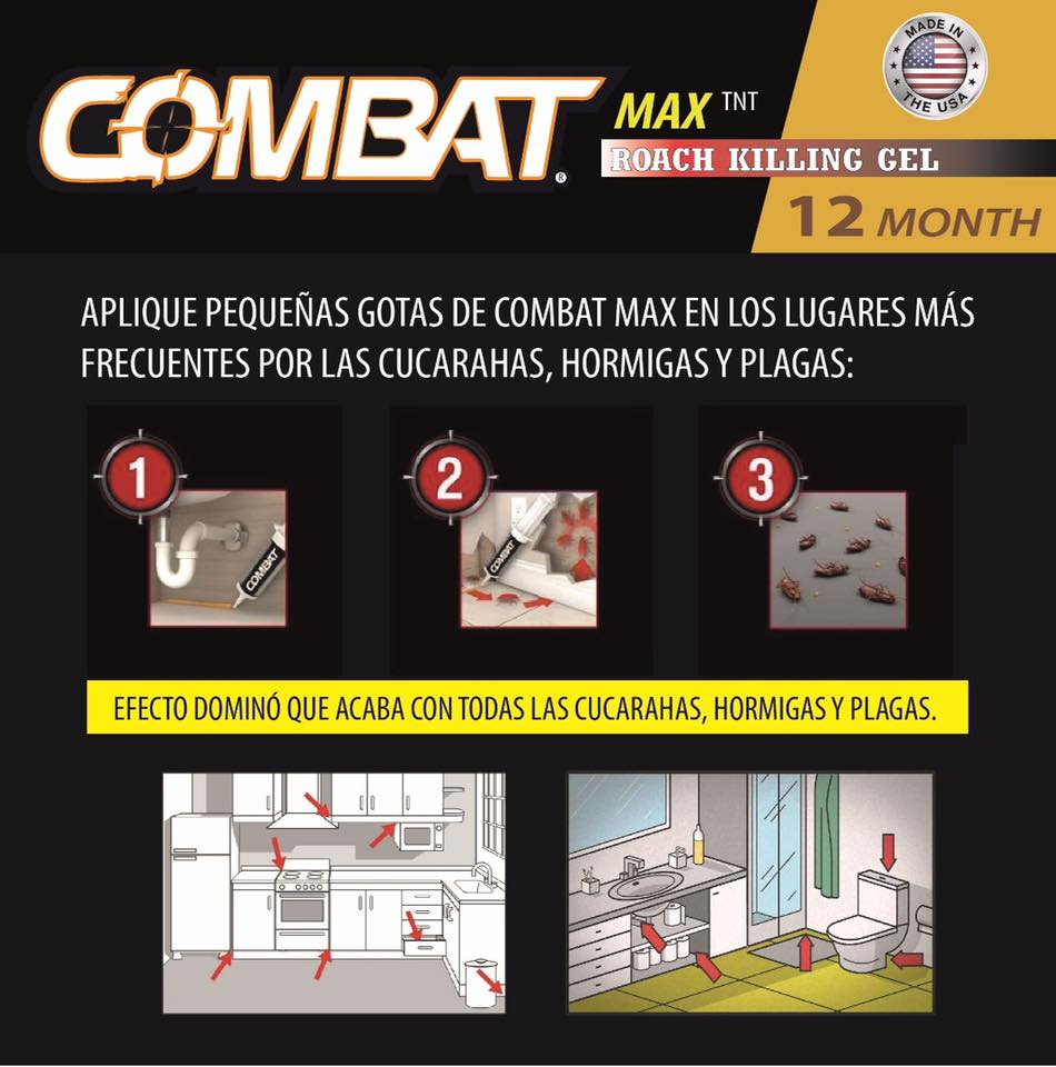 Combat Max - Aplicación Combat Max Insecticida en Gel mata cucarachas ...