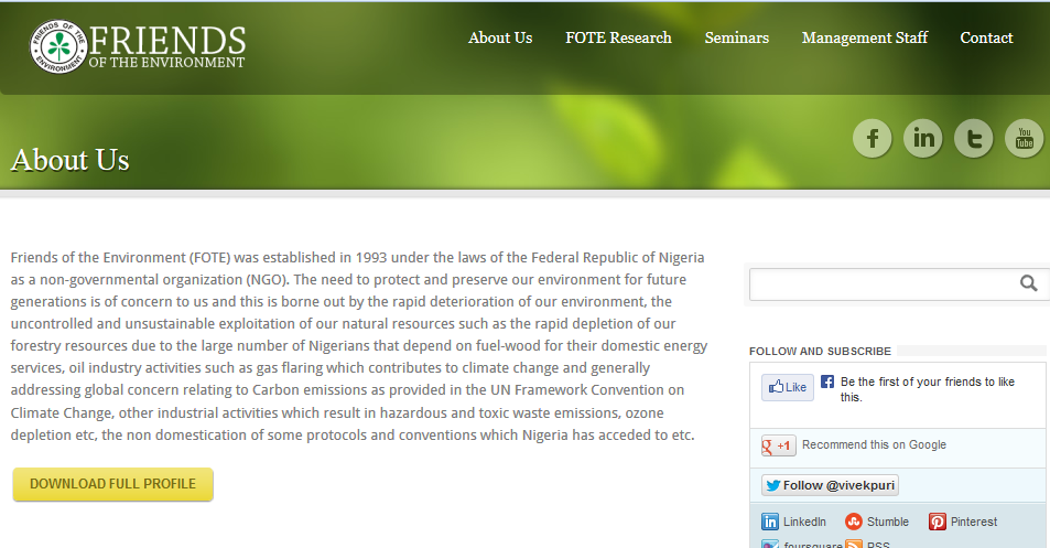 FOTE - Friends Of The Environment | Lagos