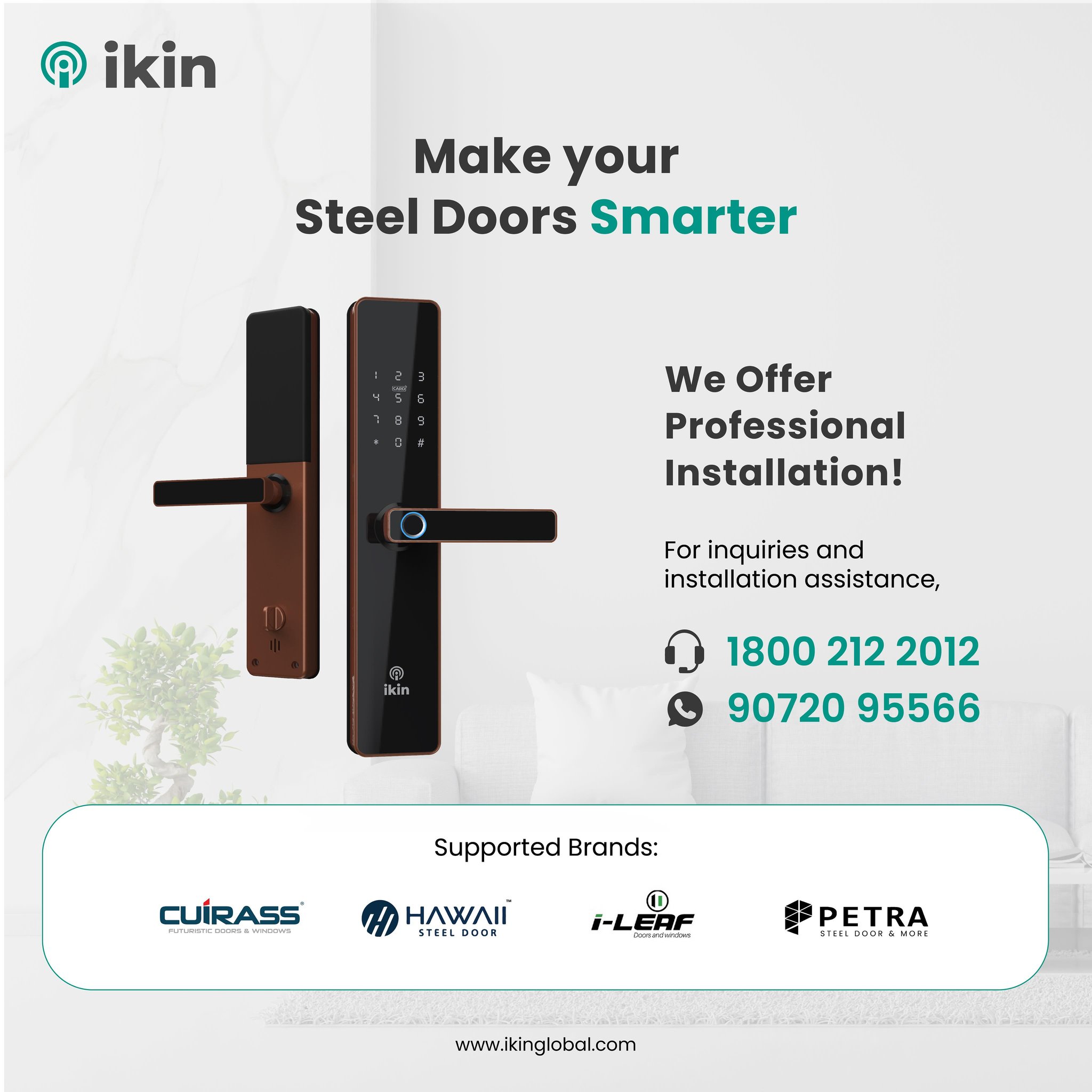 Ikin - India’s first steel door compatible smart door lock ! Now make ...