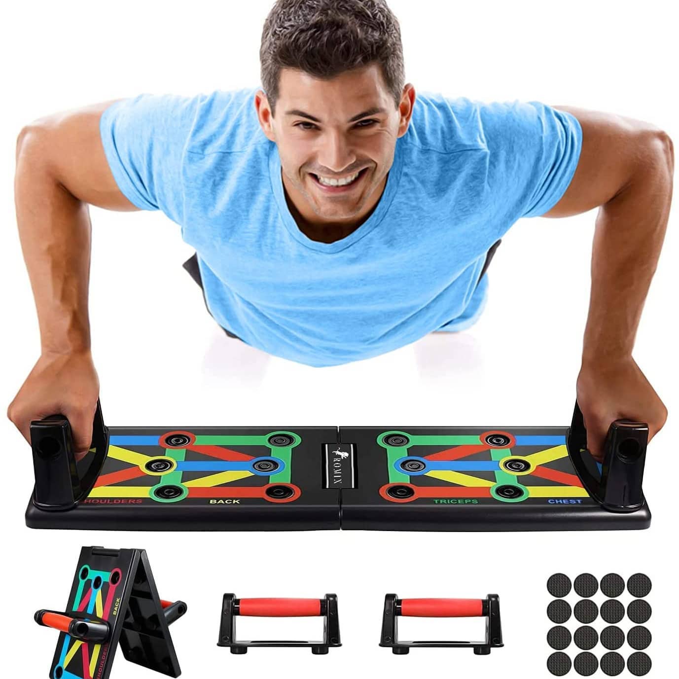 Planche De Pompes Multifonction – Code Couleur, Pliable, Antidérapant, Renforcement Musculaire Haut Du Corps