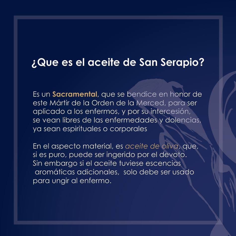 Lo que debes saber sobre el ACEITE DE... - San Serapio mártir | Facebook
