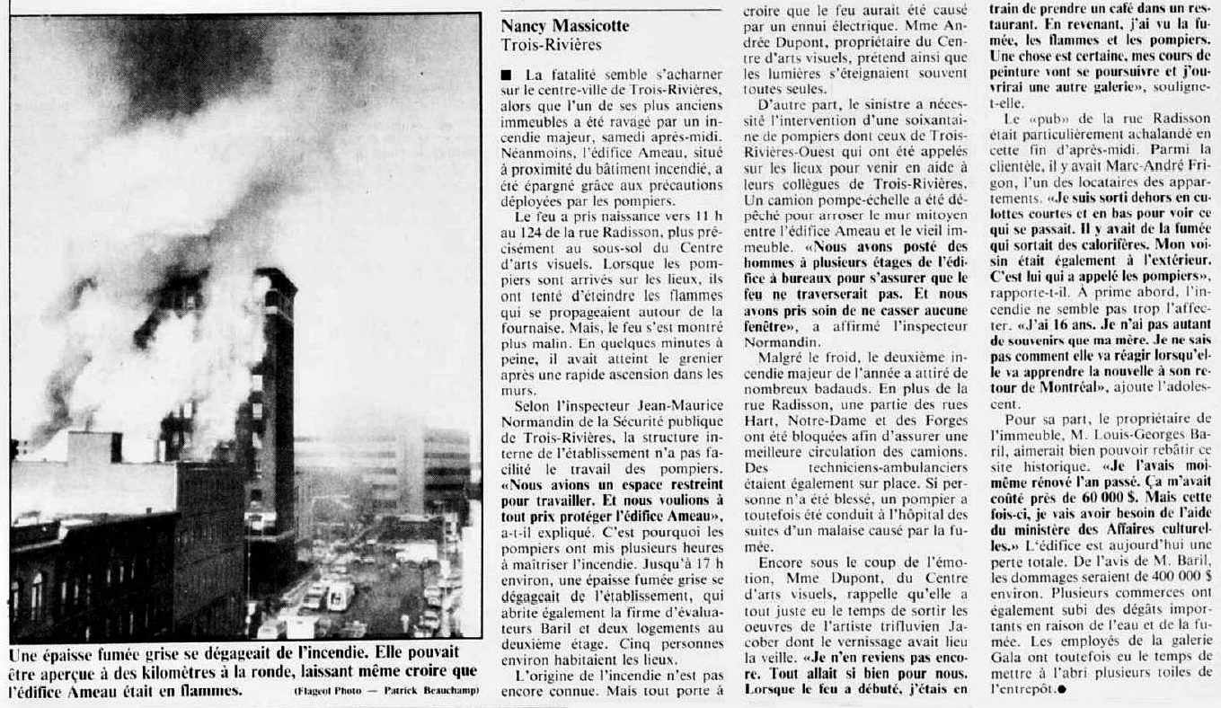 Trois-Rivières illustrée (Histoire) | L'incendie de la Galerie Gala ...