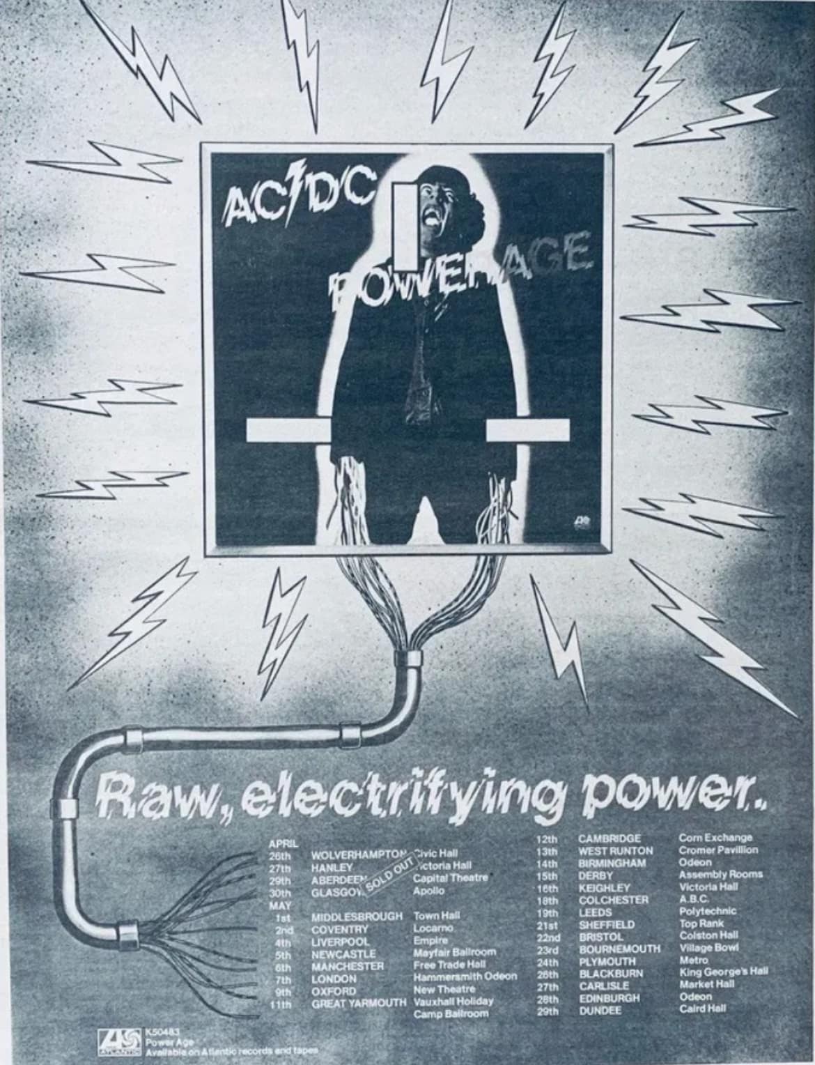 Billet Concert AC/DC Original - Odéon Hammersmith 16 Novembre 1978 - Très Bon état