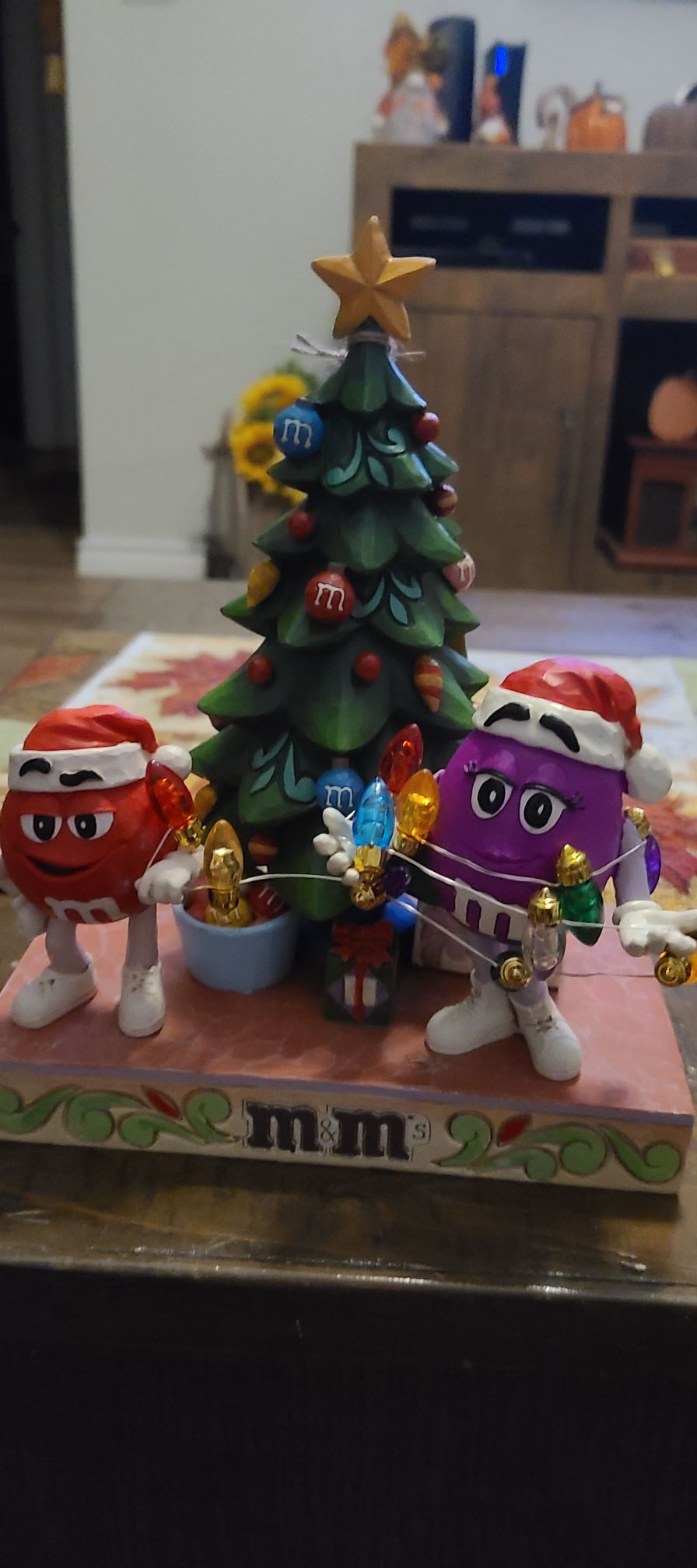 Vintage M&M's animated Christmas ornaments are a set of two