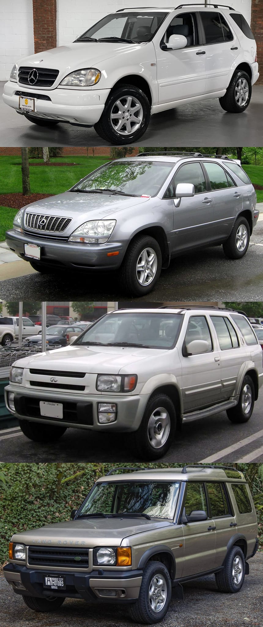 Which 2000 luxury SUV to choose: ML320, RX300, QX4 or Discovery?