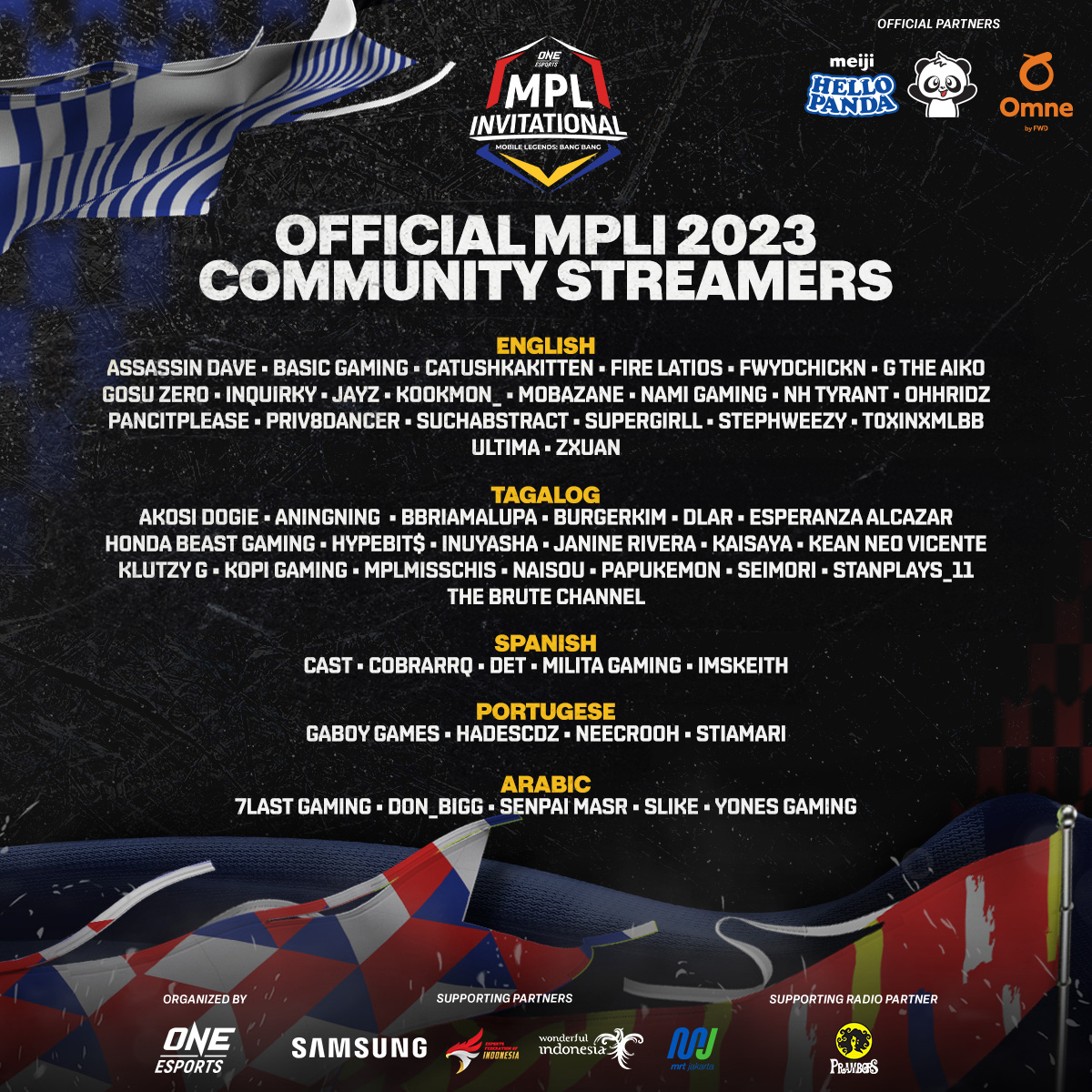 ONE Esports - Here are your MPLI 2023 community streamers!... | Facebook