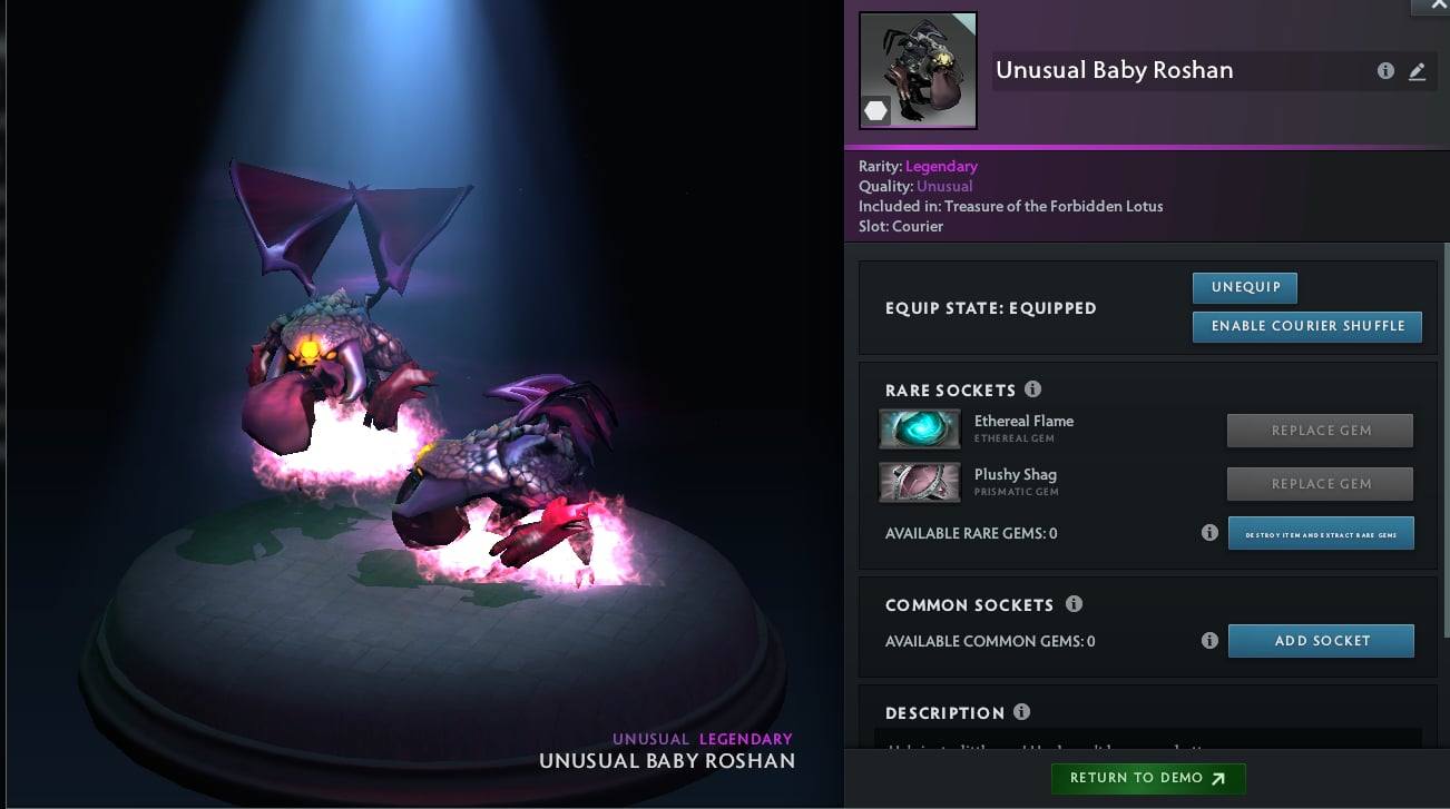 Dota 2 Unusual Baby Roshan Ethereal Flame Plushy Shag for sale