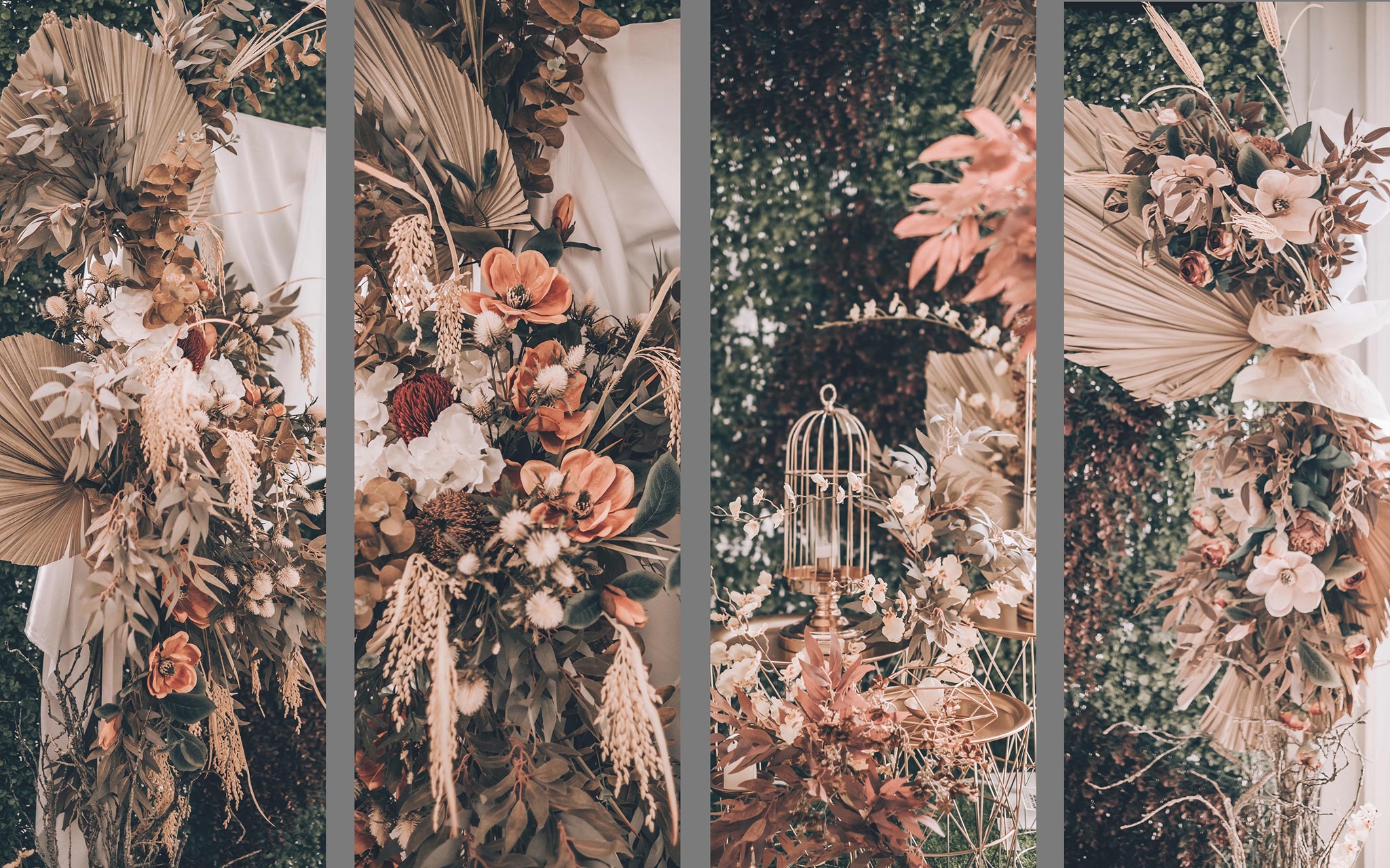 Wh Floral Trading Sdn Bhd Neutral Earthy Tones Is So Our Thing Wispy Sprays Beautiful Magnolias Dried Palm Leaves All The Rage Right Now And What A Wonderful Rustic