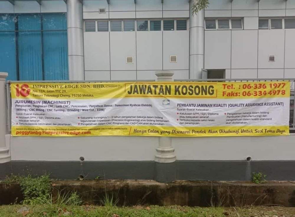 Find Smart Job Peluang Pekerjaan Ditawarkan Oleh Impressive Edge Sdn Bhd Machinist Quality Assurance Assistant Kepada Yang Berminat Boleh Menghantar Resume Anda Ke Emel Peggytanbg Impressive Edge Com Calon Yang