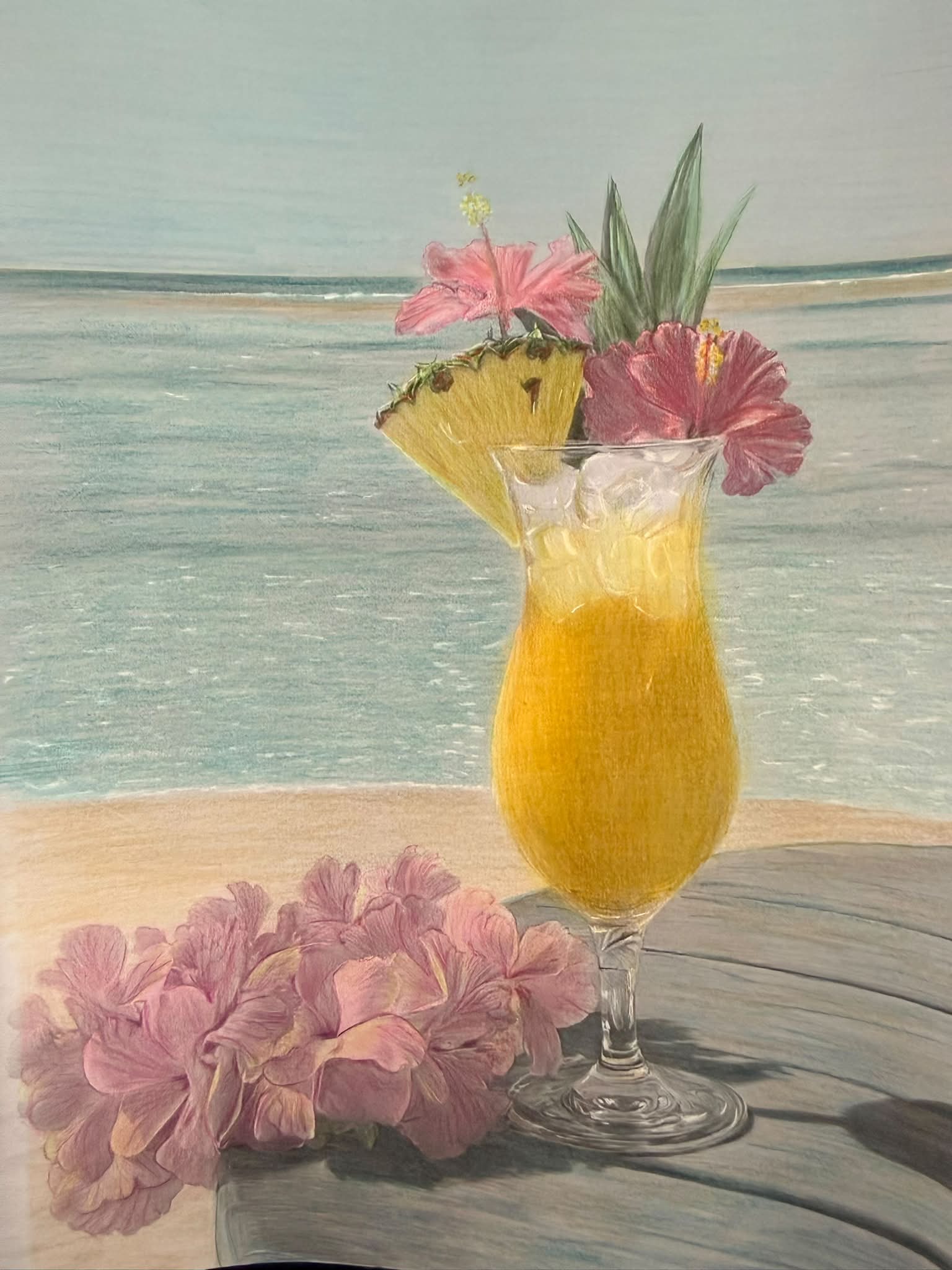 サラ直筆原画「Summer adventures」 Summer by Georgia Hartwell, Brutfuner and Prisma pencils used
