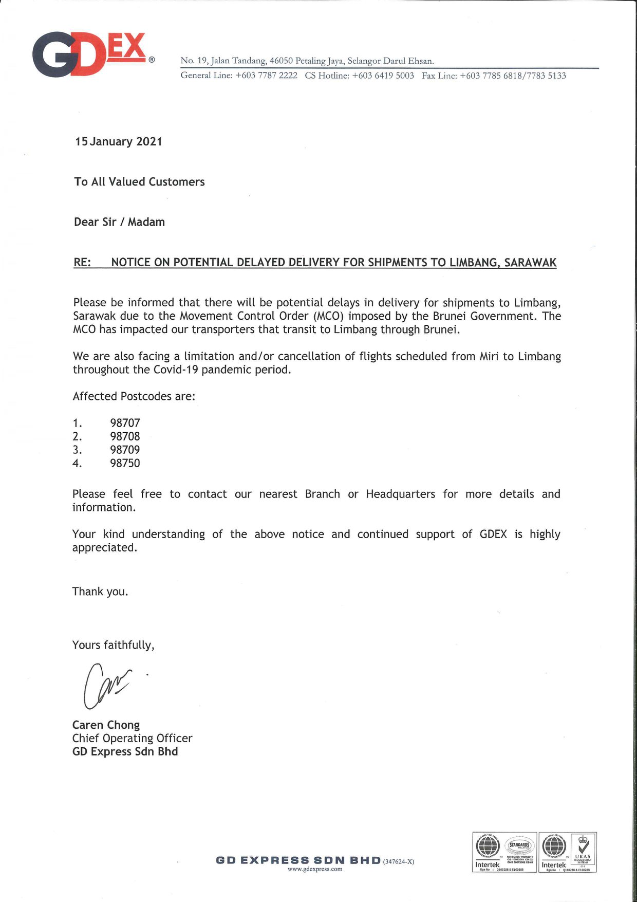 Dear Valued Customers We Would Like Gd Express Sdn Bhd Facebook