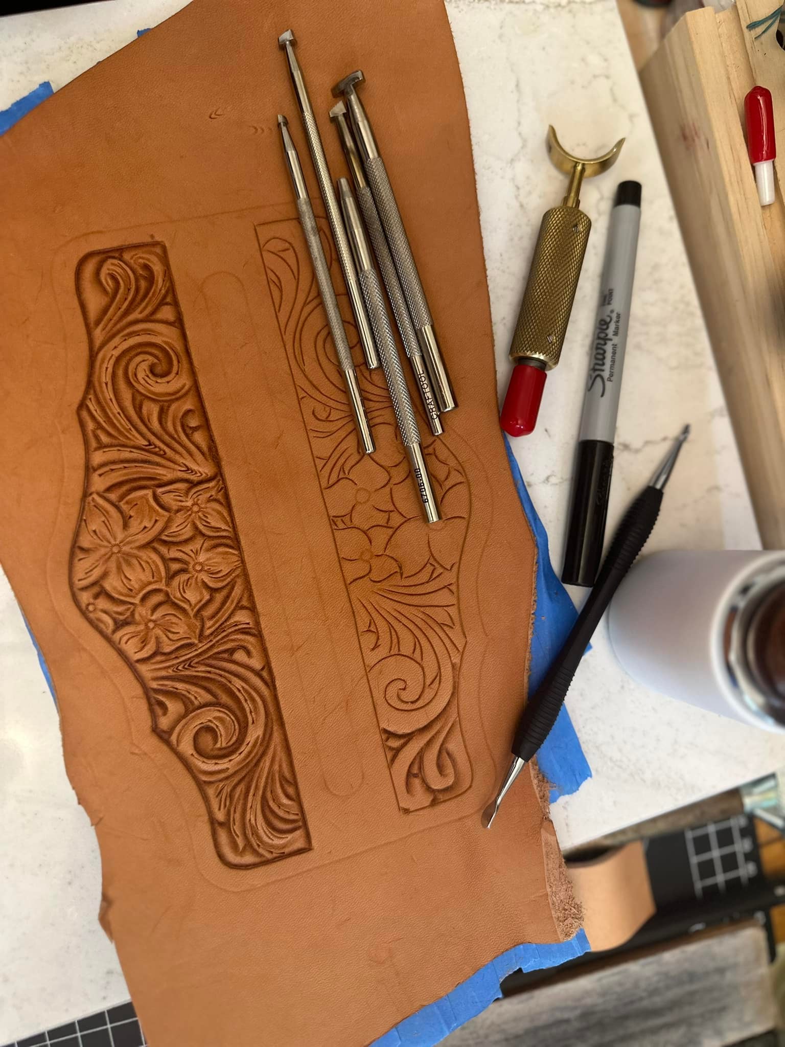 The start of a hair on calf hide purse - finished products coming 