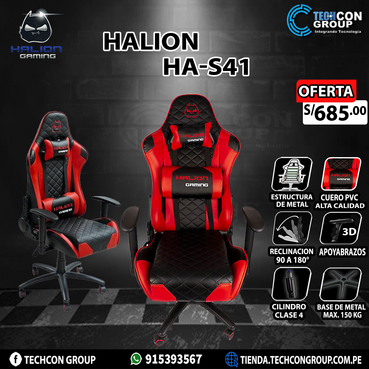 Techcon Group - ⭐️🎮 SILLA GAMER HALION HA-S41 🎮⭐️ Siento...