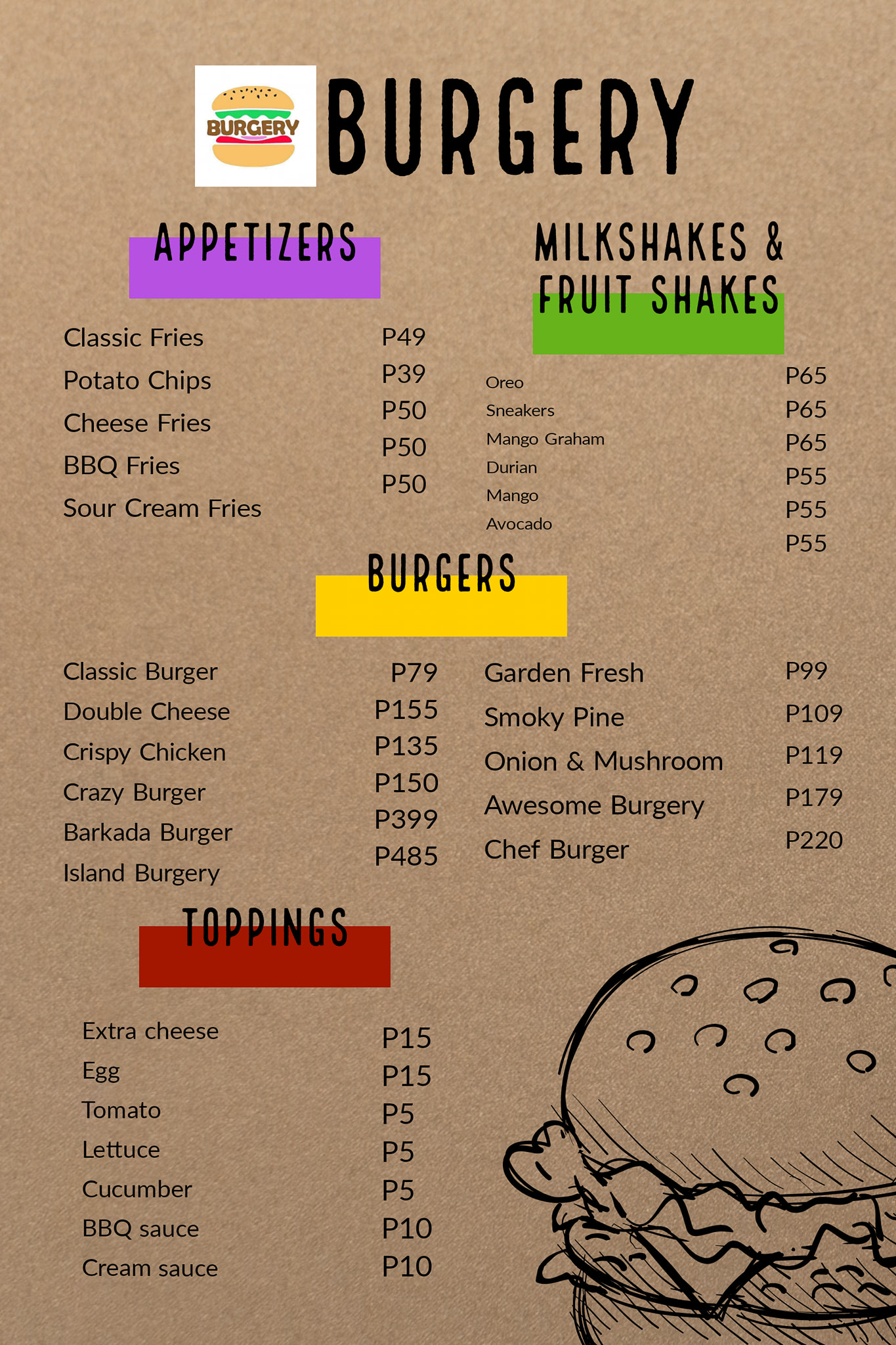 Burgery - MENU. WE ARE AWESOME. Also available. 😋😋😋😋... | Facebook