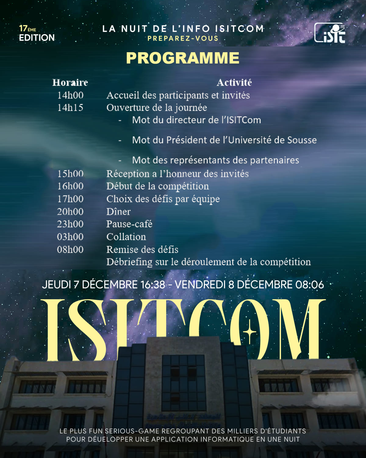 Et enfin 🥳 voici le Programme... - Nuit de l'info - ISITCom